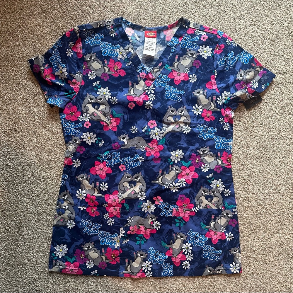 Blue Otter Scrub Top